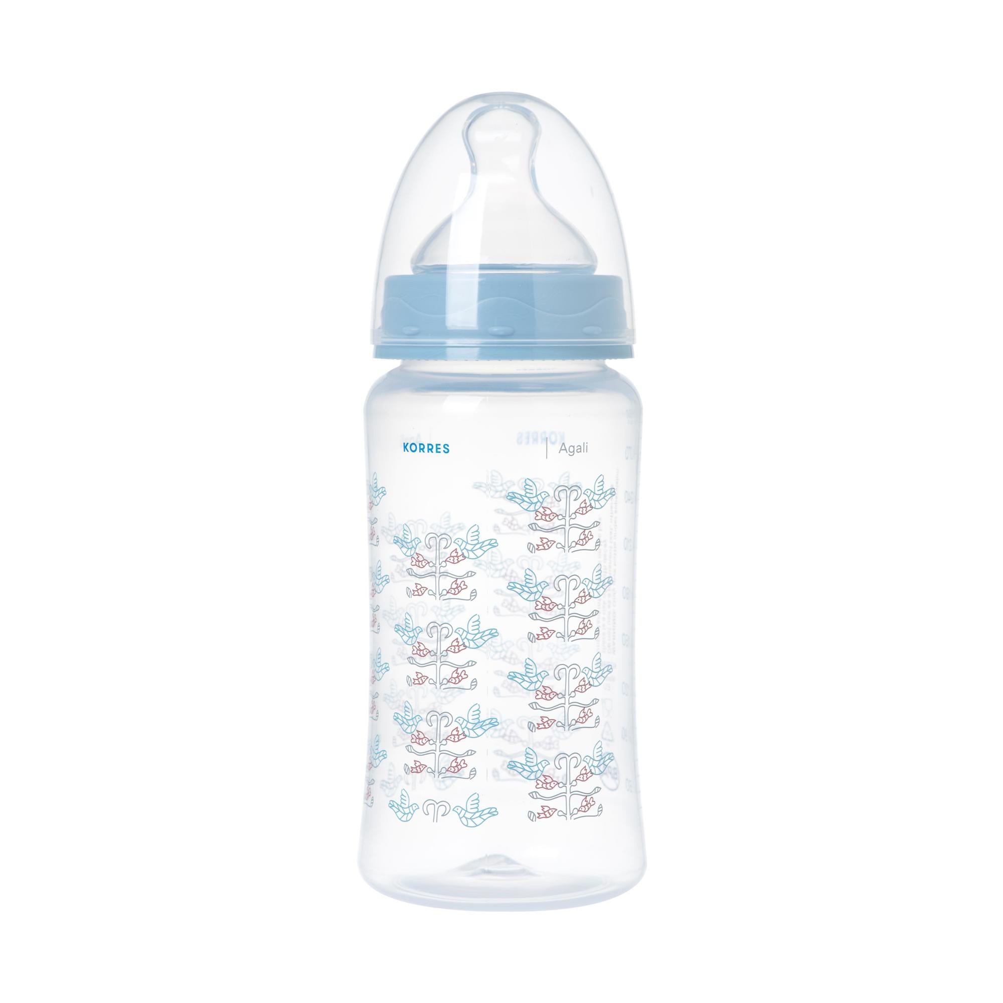 Korres Baby Feeding Bottle Agali 3m+ 300ml - Πλαστικό Μπιμπερό Με Θηλή Σιλικόνης Μεσαίας Ροής