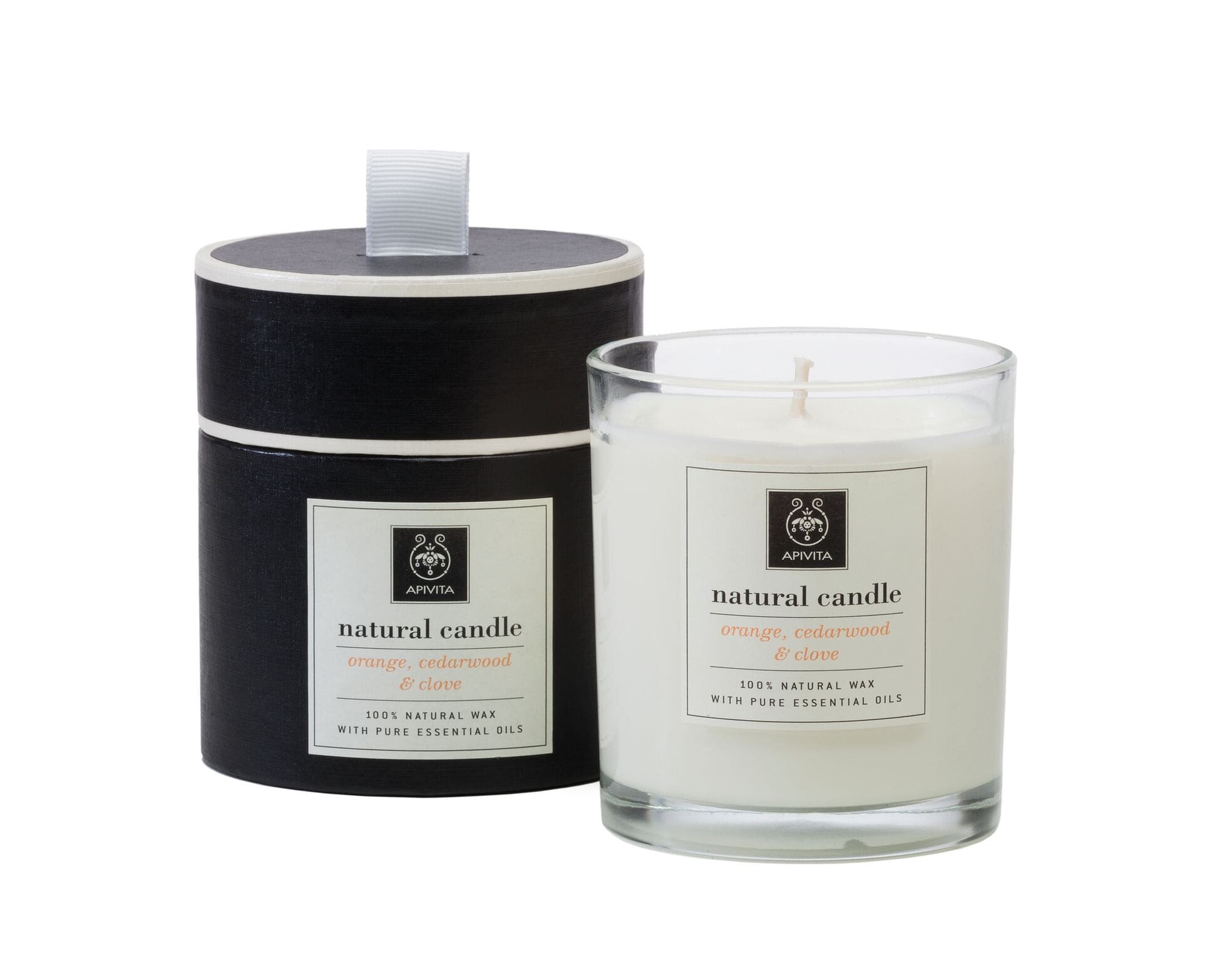 Apivita Natural Candle Orange. Cedarwood και Clove 235gr - Φυσικό Αρωματικό Κερί Με Κέδρο. Πορτοκάλι και Γαρύφαλλο
