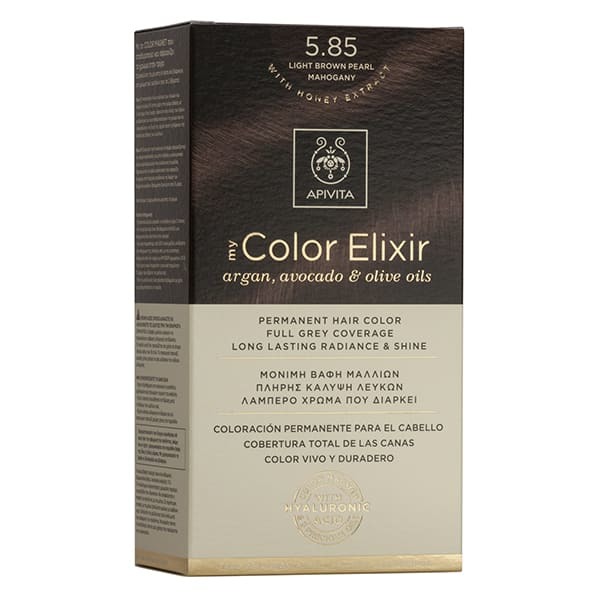 Apivita My Color Elixir Argan Avocado και Olive Oils 5.85 - Μόνιμη Βαφή Μαλλιών Καστανό Ανοιχτό Περλέ