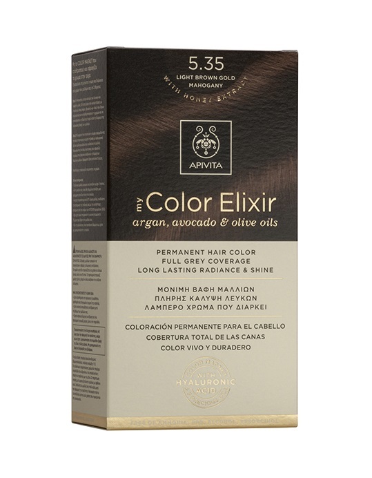 Apivita My Color Elixir Argan Avocado και Olive Oils 5.35 - Μόνιμη Βαφή Μαλλιών Καστανό Ανοιχτό Μελί Μαονί
