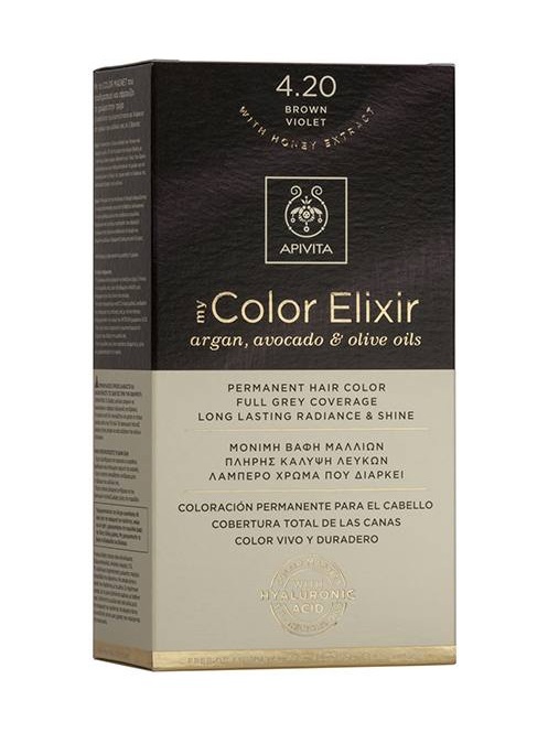 Apivita My Color Elixir Argan Avocado και Olive Oils 4.20 - Μόνιμη Βαφή Μαλλιών Καστανό Βιολετί