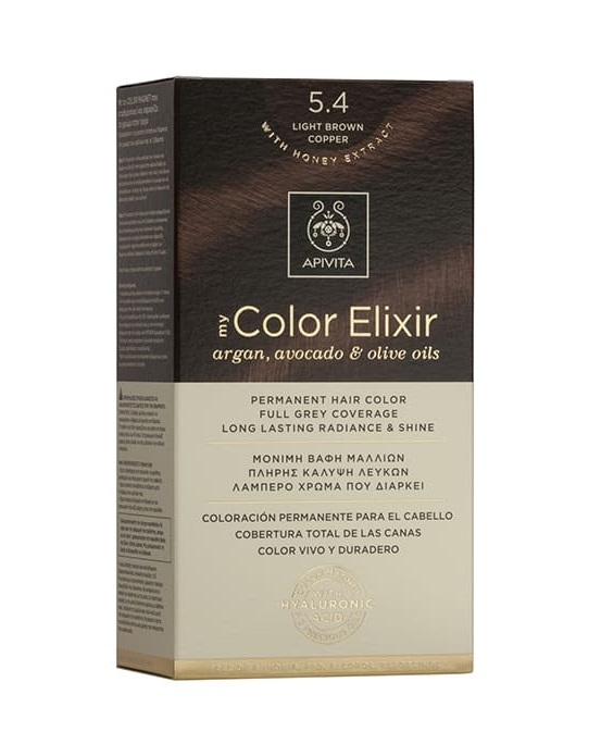 Apivita My Color Elixir Argan Avocado και Olive Oils 5.4 - Μόνιμη Βαφή Μαλλιών Καστανό Ανοιχτό Χάλκινο