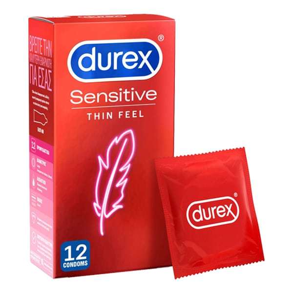 Durex Sensitive Thin Feel 12τμχ - Λεπτά Προφυλακτικά Για Καλύτερη Αίσθηση