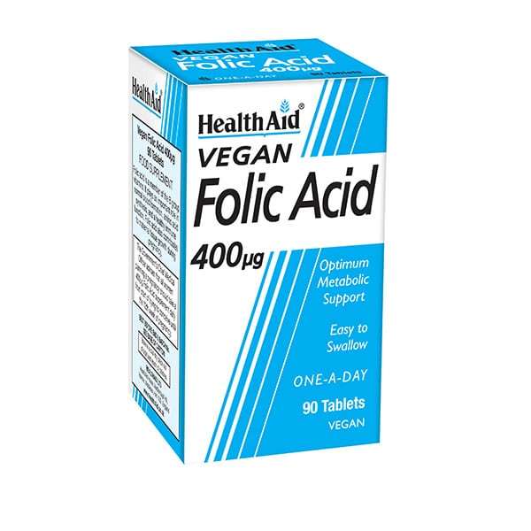 Health Aid Folic Acid 400mcg 90 Ταμπλέτες - Φολικό Οξύ Ιδανικό Για Την Περίοδο της Εγκυμοσύνης