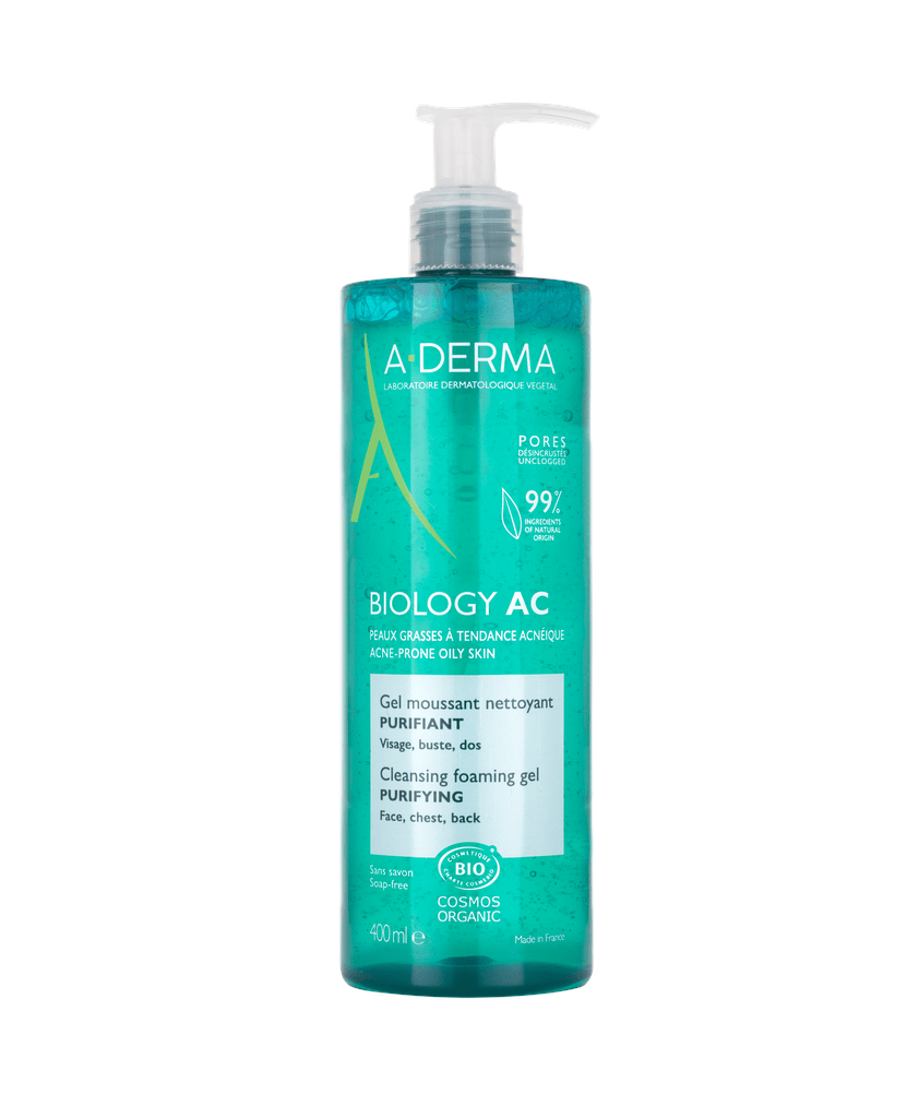 A-Derma Biology AC Gel Moussant Purifiant 400ml - Αφρίζον Τζελ Καθαρισμού Προσώπου Για Λιπαρές Επιδερμίδες
