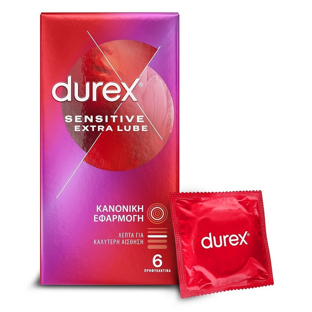 Durex Sensitive Extra Lube 6τμχ - Πολύ Λεπτά Προφυλακτικά Με Έξτρα Λιπαντικό