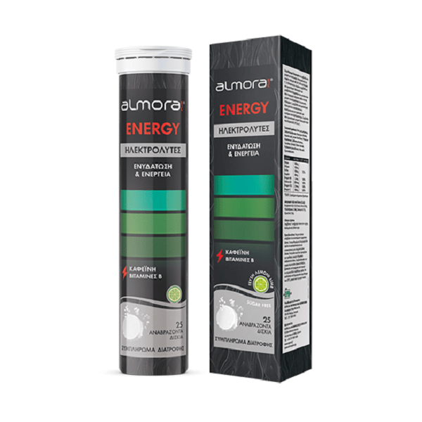 Almora Plus Energy 25 Αναβράζοντα Δισκία - Ηλεκτρολύτες Με Καφεΐνη και Βιταμίνες Β Για Ενυδάτωση και Ενέργεια