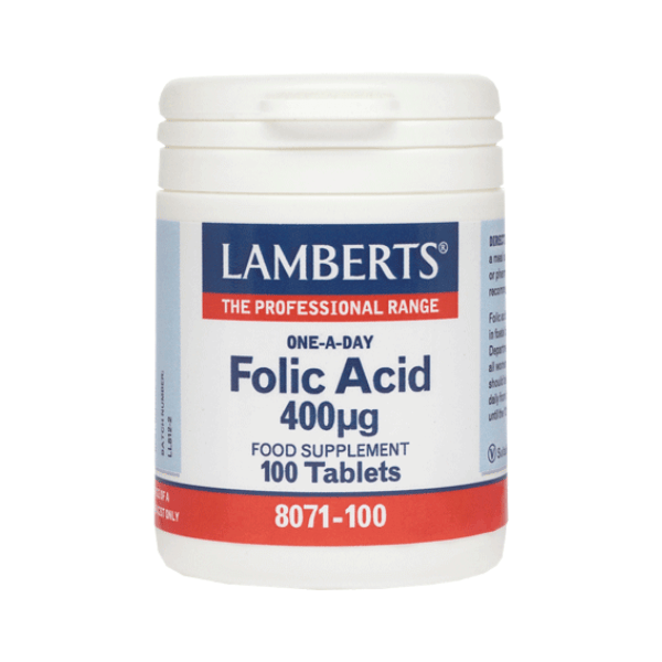Lamberts Folic Acid 400mg 100 Κάψουλες - Συμπλήρωμα Διατροφής Για Την Ανάπτυξη Του Εμβρύου