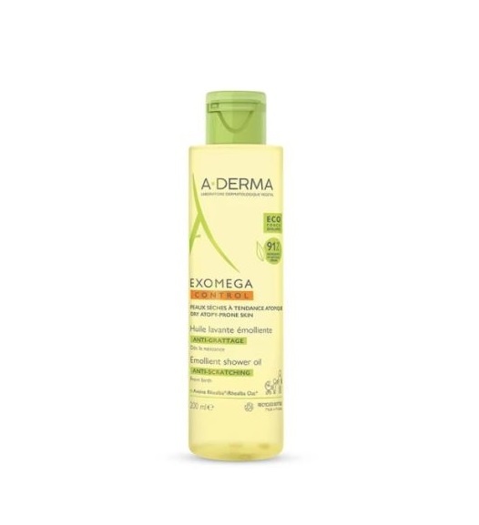 A-Derma Exomega Control Emollient Shower Oil 200ml - Μαλακτικό Έλαιο Καθαρισμού Kατά Tου Κνησμού