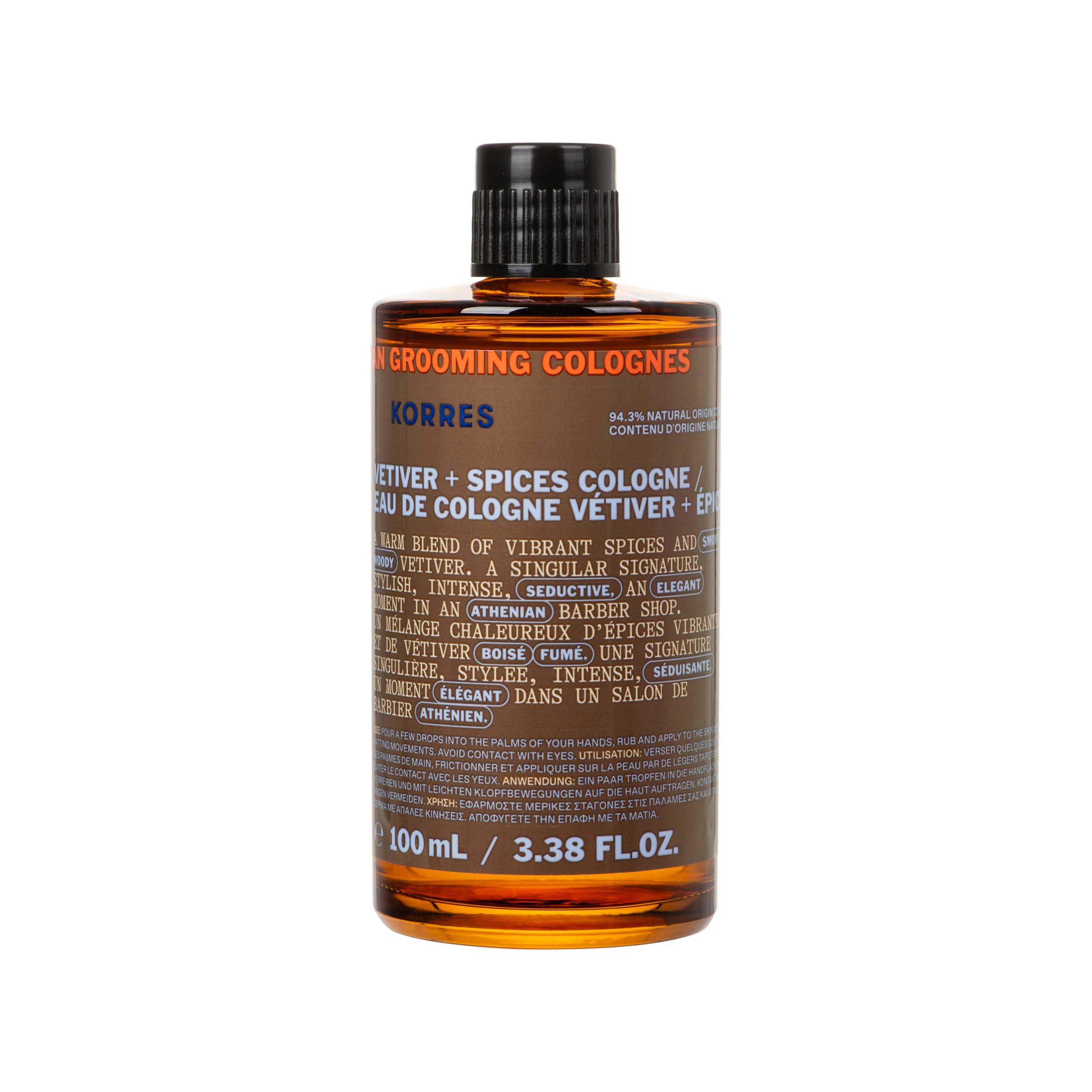 Korres Athenian Grooming Vetiver και Spices Eau De Cologne 100ml - Ανδρικό Άρωμα Με Ζεστές Νότες Βέτιβερ και Μπαχαρικά