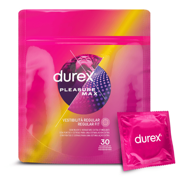 Durex Pleasure Max Regular Fit 30 Τεμάχια - Προφυλακτικά Με Κουκίδες και Ραβδώσεις Για Μεγαλύτερη Απόλαυση