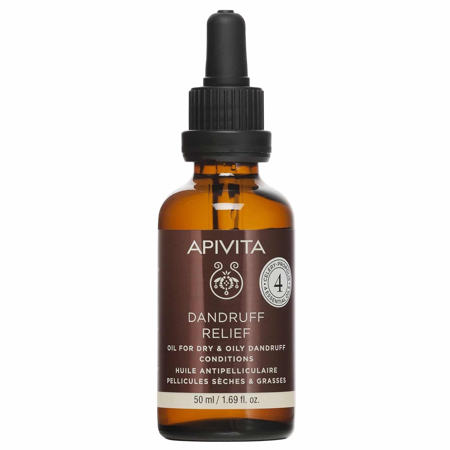 Apivita Dandruff Relief Oil For Dry και Oily Hair 50ml - Λάδι Κατα Της Ξηροδερμίας και Της Πιτυρίδας Με Σέλερι και 4 Αιθέρια Έλαια