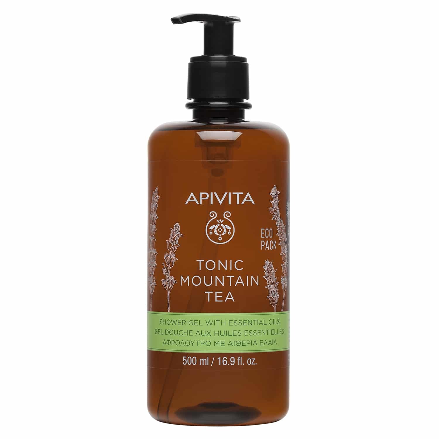 Apivita Eco Pack Tonic Mountain Tea Shower Gel With Essential Oils 500ml - Αφρόλουτρο Με Αιθέρια Έλαια