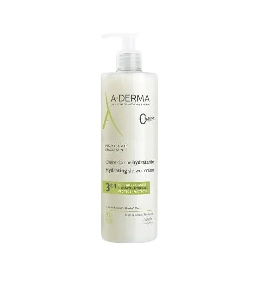 A-Derma Creme Douche Hydratante 750ml - Ενυδατικό Κρεμώδες Αφρόλουτρο Xωρίς Σαπούνι