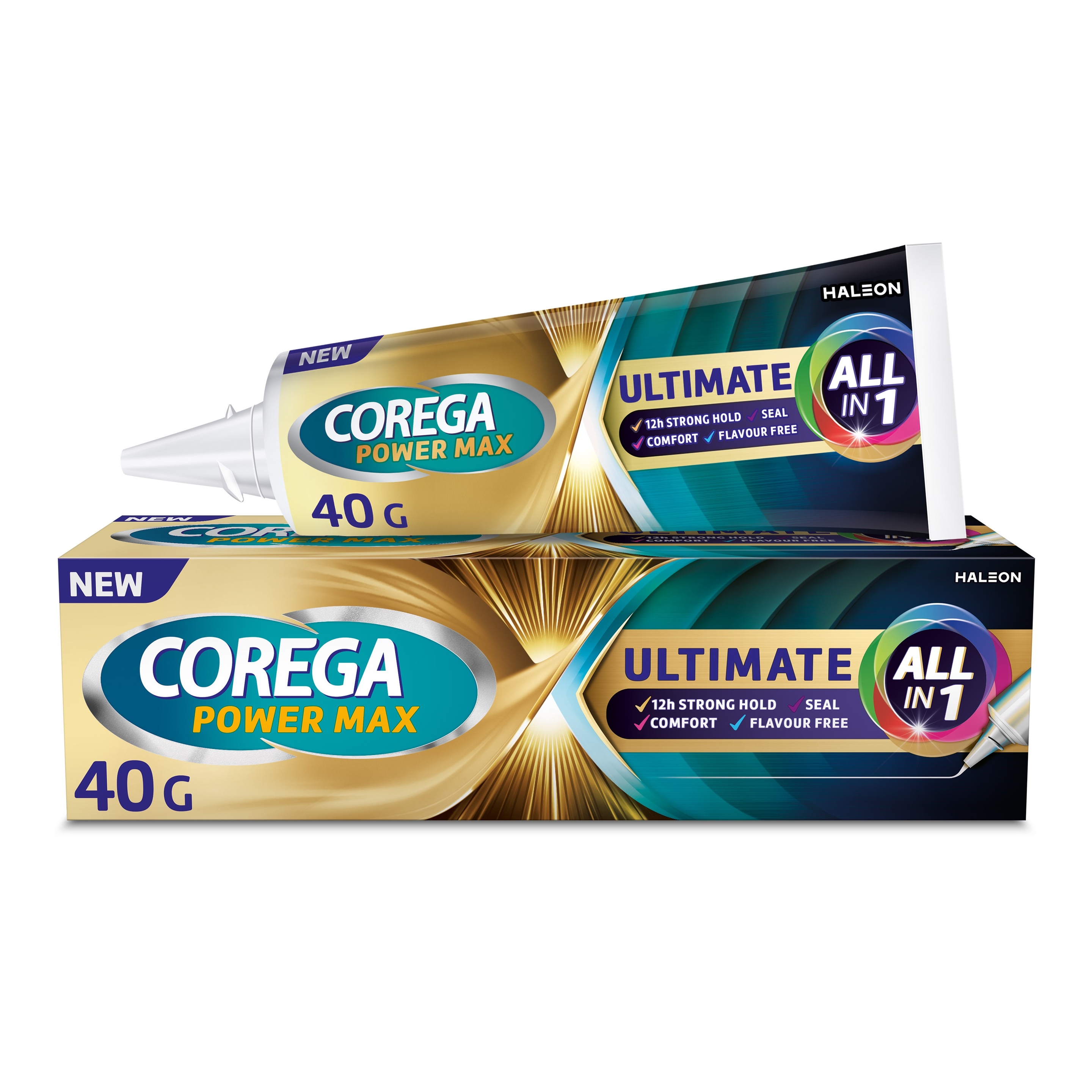 Corega Power Max Ultimate All In One 40gr - Στερεωτική Κρέμα Τεχνητής Οδοντοστοιχίας Για Ακόμα Μεγαλύτερη Δύναμη Μασήματος