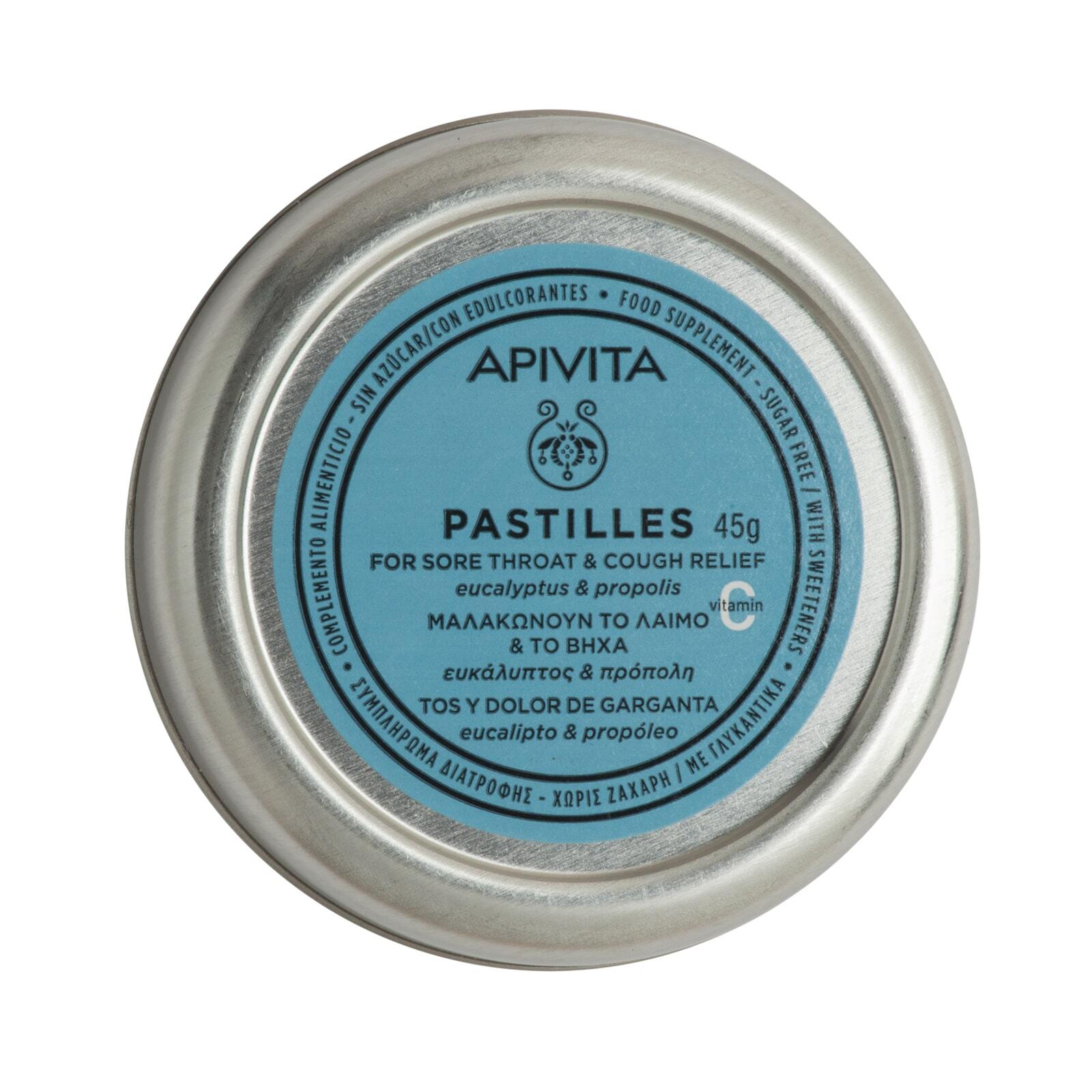Apivita Pastilles With Eucalyptus και Propolis 45gr - Παστίλιες Που Μαλακώνουν Το Λαιμό και το Βήχα Με Ευκάλυπτος και Πρόπολη