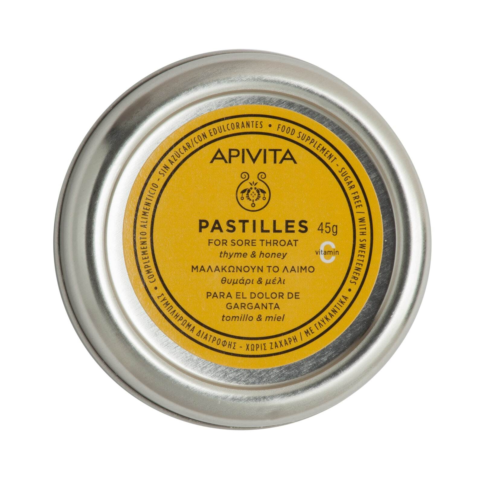 Apivita Pastilles With Thyme και Honey 45gr - Παστίλιες Που Μαλακώνουν Το Λαιμό Με Θυμάρι και Μέλι
