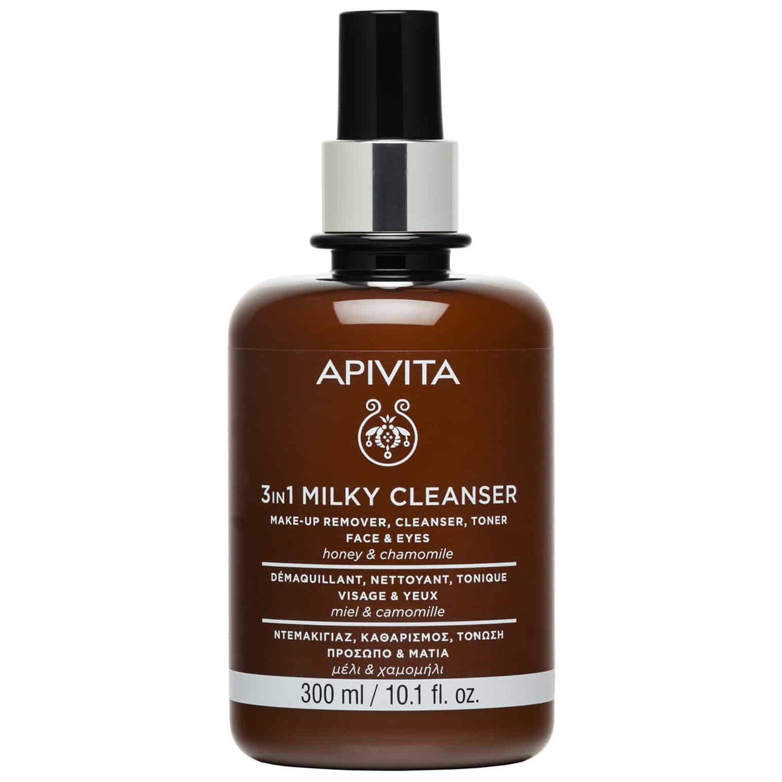 Apivita 3in1 Milky Cleanser With Honey και Chamomile 300ml - Ντεμακιγιάζ.Καθαρισμός και Τόνωση Προσώπου και Μάτιων Με Μέλι και Χαμομήλι