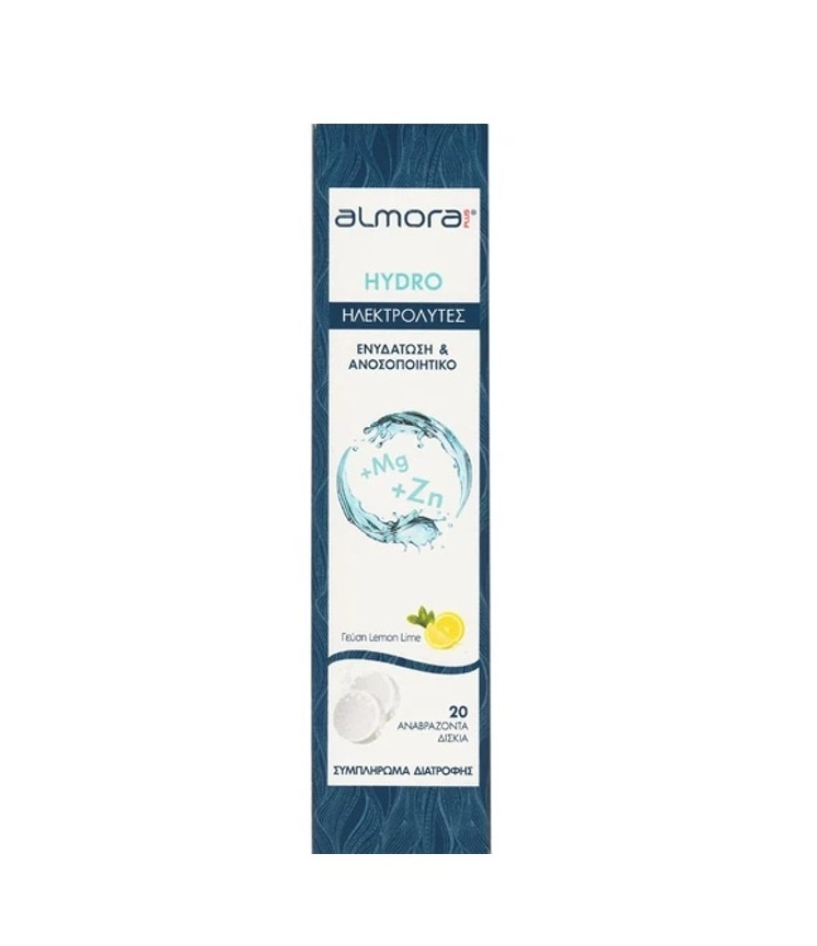 Almora Plus Hydro 20 Αναβράζοντα Δισκία - Ηλεκτρολύτες Με Μέταλλα και Δεξτρόζη Γεύση Λεμόνι