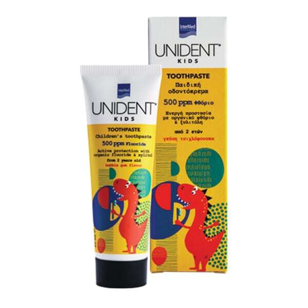 Intermed Unident Kids Toothpaste 500ppm 50ml - Παιδική Οδοντόκρεμα Με Γεύση Τσιχλόφουσκα Για 2+ Ετών
