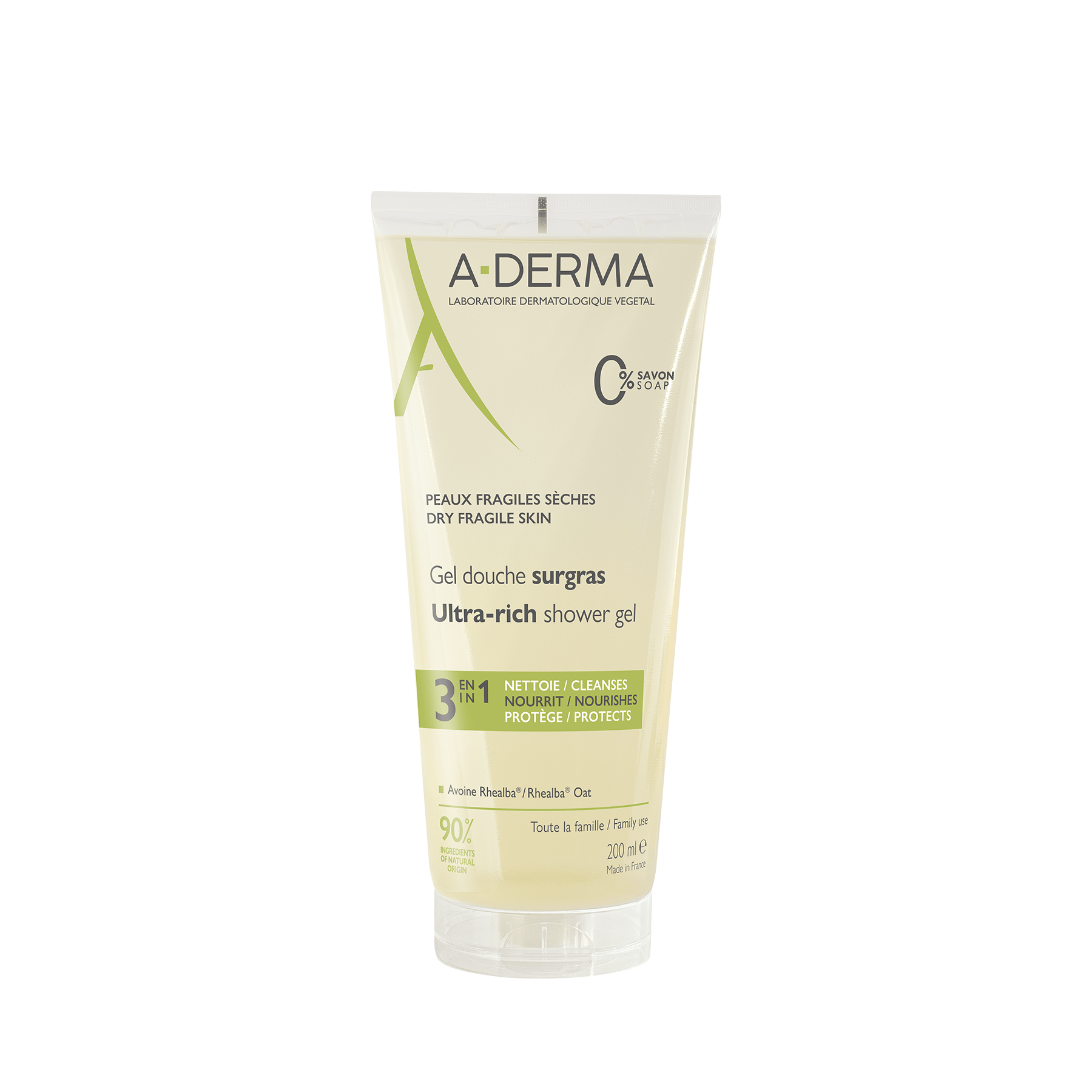 A-Derma Ultra-Rich Shower Gel For Dry Skin 200ml - Εξαιρετικά Πλούσιο Τζελ Καθαρισμού Για Το Ξηρό Δέρμα
