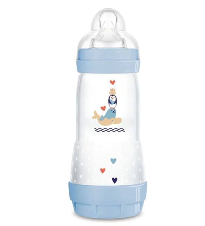 Mam Easy Start Anti-Colic 4m+ 320ml - Πλαστικό Μπιμπερό Κατά Των Κολικών Με Θηλή Σιλικόνης Για 4+ Μηνών Γαλάζιο