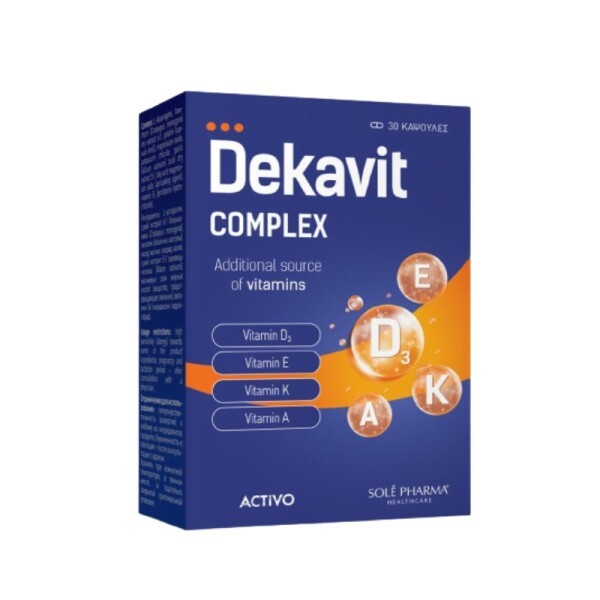 Activo Dekavit Complex 30 Κάψουλες - Συμπλήρωμα Διατροφής Με Βιταμίνες D3. Ε. Κ2 και Α