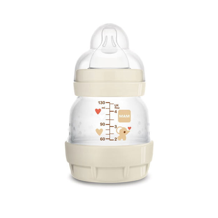 Mam Easy Start Anti-Colic 0m+ 130ml - Πλαστικό Μπιμπερό Κατά Των Κολικών Με Θηλή Σιλικόνης Για 0+ Μηνών Μπεζ