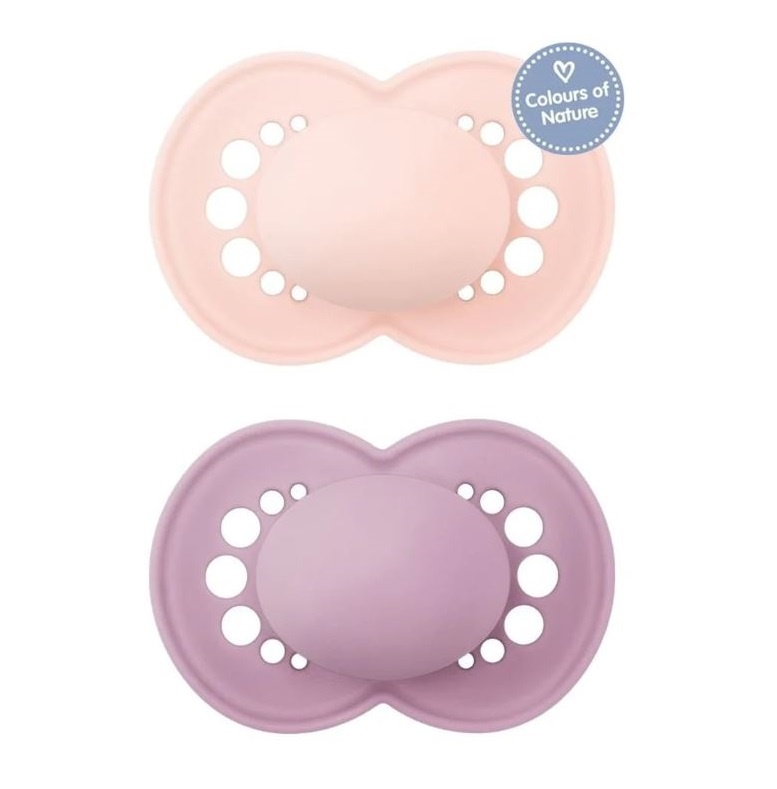 Mam Original Unprinted Matt 2τμχ - Ορθοδοντικές Πιπίλες Σιλικόνης 6-16 Μηνών Λιλά/Φούξια