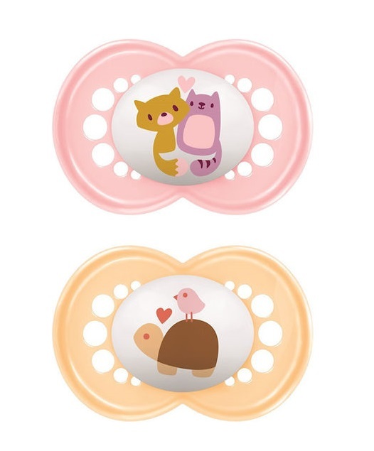 Mam Original 2τμχ - Πιπίλες Σιλικόνης 6-16 Μηνών Ροζ/Πορτοκαλί