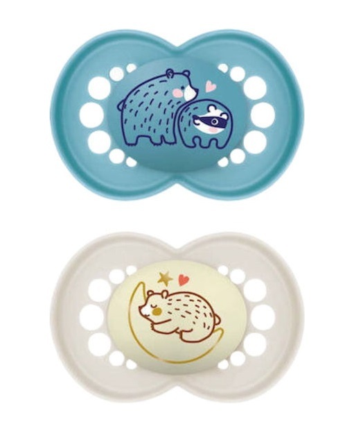 Mam Day και Night 2τμχ - Πιπίλες Σιλικόνης 16+ Μηνών Μπεζ/Μπλέ