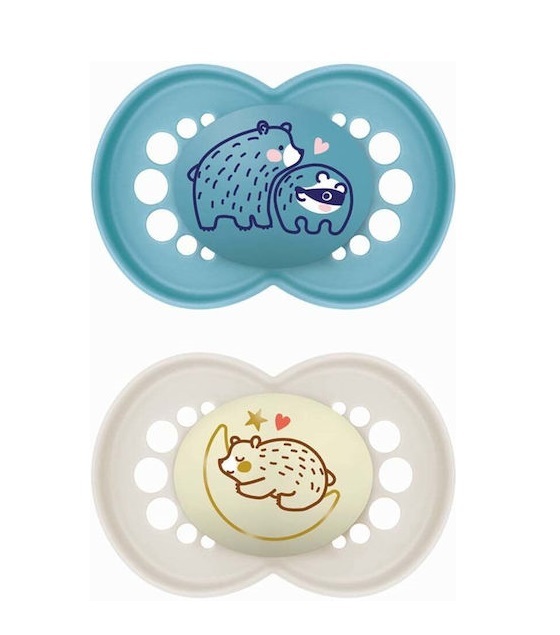 Mam Day και Night 2τμχ - Πιπίλες Σιλικόνης 6-16 Μηνών Μπεζ/Μπλέ