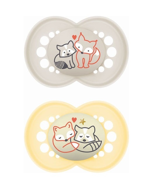 Mam Day και Night 2τμχ - Πιπίλες Σιλικόνης 16+ Μηνών Μπεζ/Κίτρινο