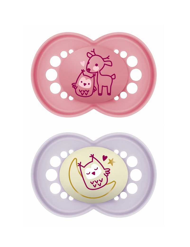 Mam Day και Night 2τμχ - Πιπίλες Σιλικόνης 16+ Μηνών Ροζ/Μωβ