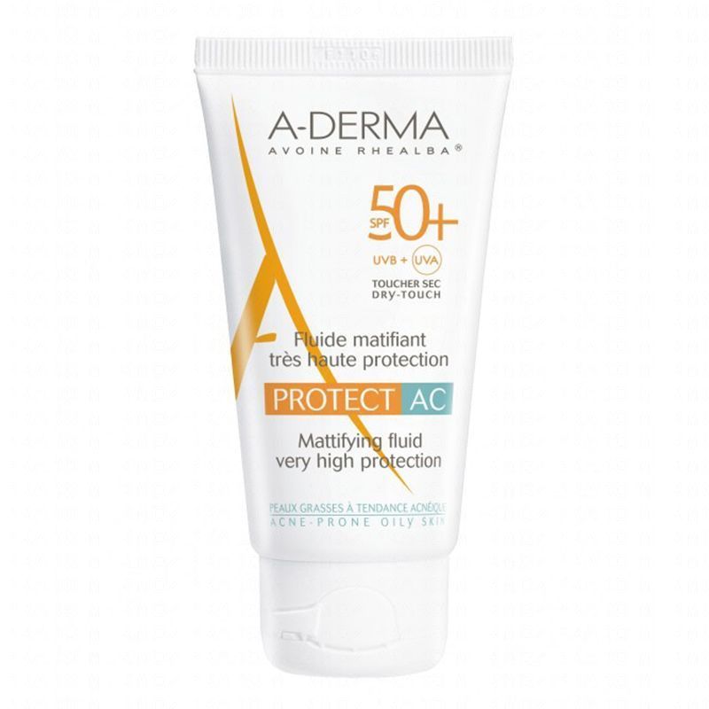 A-Derma Protect AC Fluide Matifiant SPF50+ 40ml - Λεπτόρρευστη Αντηλιακή Κρέμα Προσώπου Για Λιπαρό Δέρμα Με Τάση Ακμής